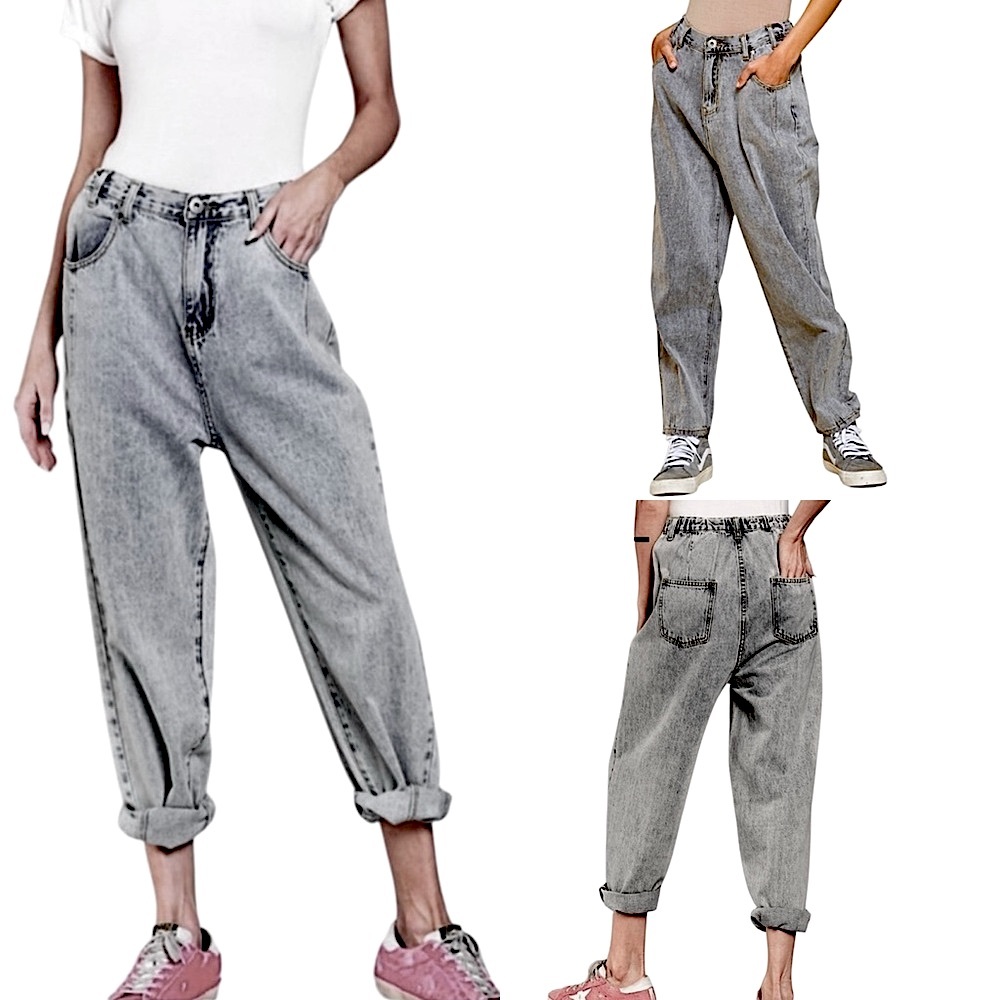 POL Women's Boyfriend Jeans - Gray